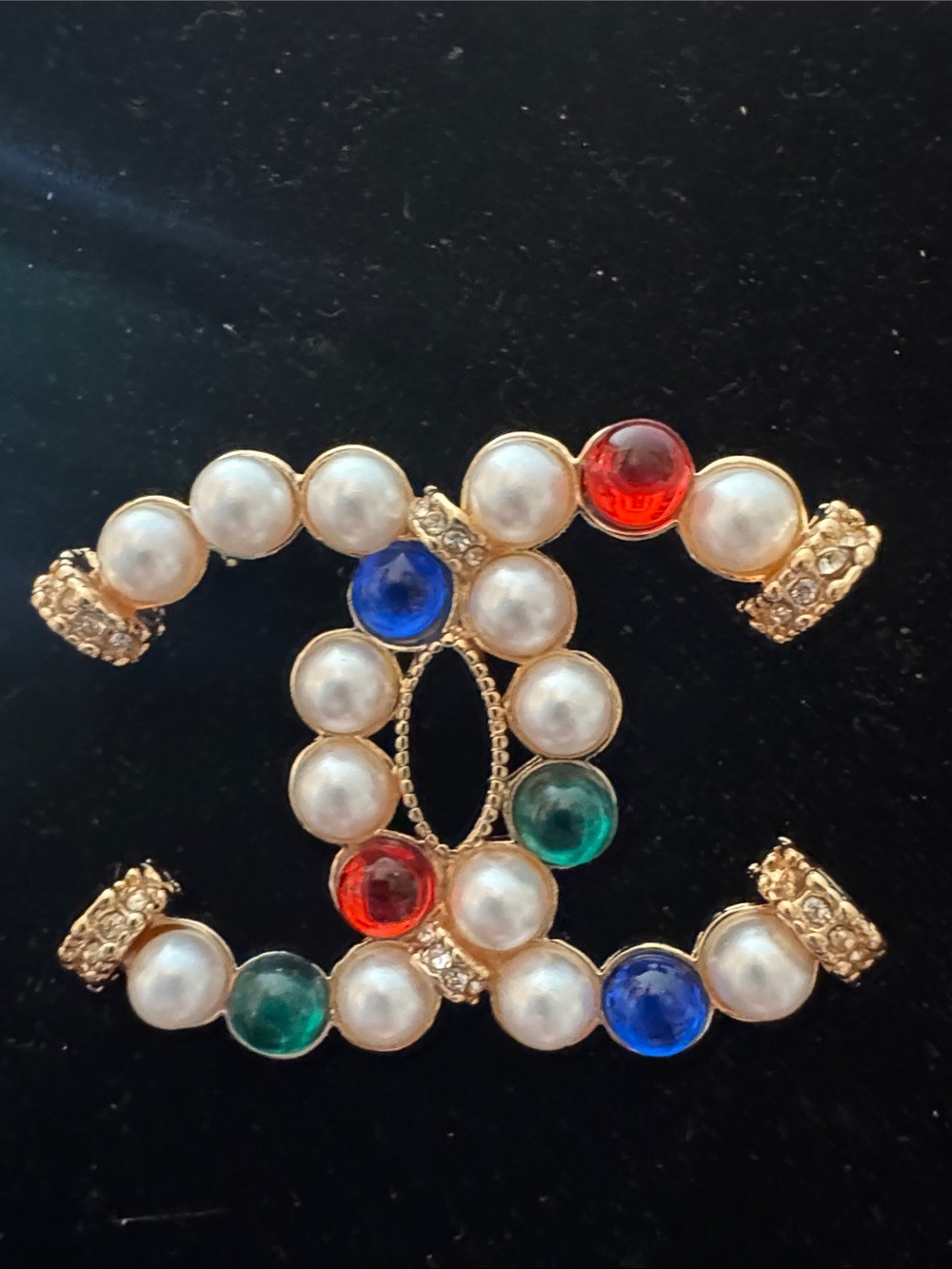 Brooch Multicolor crystals double CC